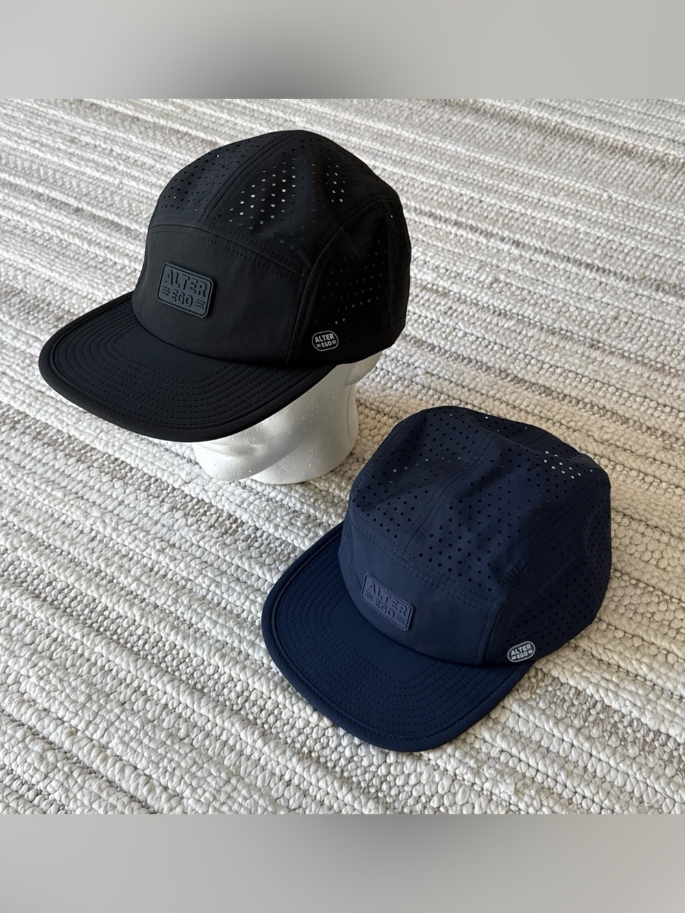 2 Alter Ego Running Drifter Snapback Hat Cap Adjustable Black & Blue Logo NEW XL